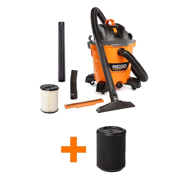 RIDGID 12 Gal. 5.0 Peak HP NXT Shop Vacuum Wet Dry Vac with Filter, Hose, Accessories and Wet Application Filter HD1200C