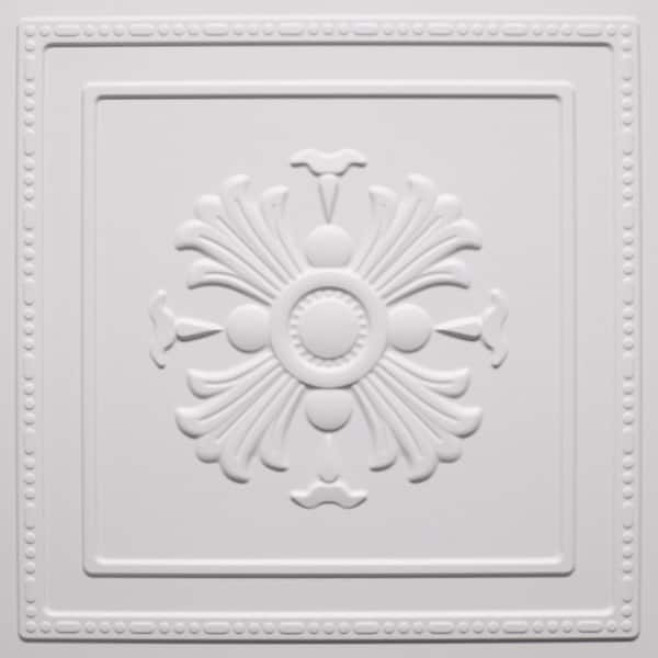 Dundee Deco Falkirk Ross 2/25 in. x 19.7 in. x 19.7 in. White PVC Floral 3D Decorative Wall Panel 5-Pack