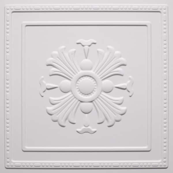 Dundee Deco Falkirk Ross 2/25 in. x 19.7 in. x 19.7 in. White PVC Floral 3D Decorative Wall Panel
