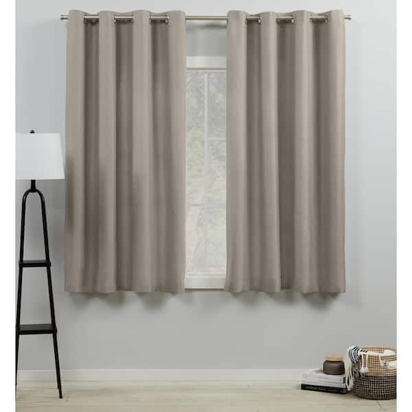 null Loha Beige Solid Light Filtering Grommet Top Curtain, 54 in. W x 63 in. L (Set of 2)