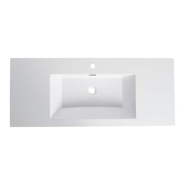 47.25 in. Drop-In Rectangular Resin Bathroom Sink in Gloss White