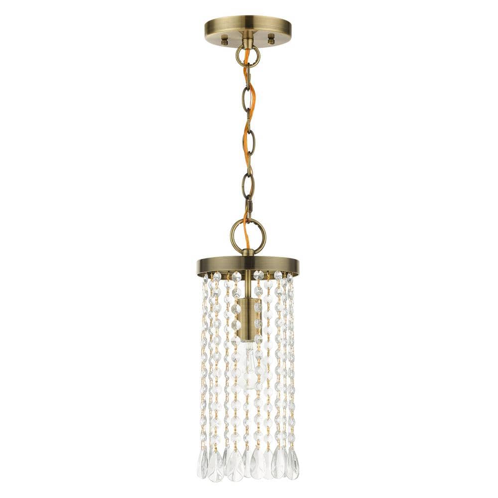 Antique Brass Mini Pendant with Crystal Frills