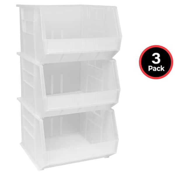 30270 Series, 18 in. x 16-1/2 in. x 11 in. Clear Plastic Stackable Storage Bins, 3-pack