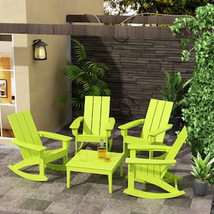 Shoreside Lime Modern 17 in. Tall Square HDPE Plastic Outdoor Patio Conversation Coffee Table