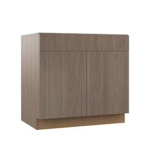 Designer Series Edgeley Assembled 36x34.5x23.75 in. Sink Base Kitchen Cabinet in Driftwood