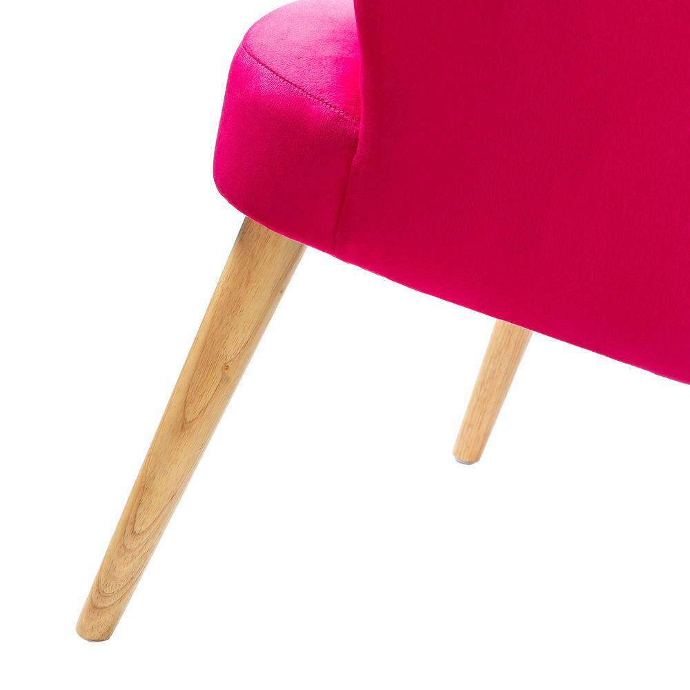 Fushia Velvet Barrel Accent Chair with Scalloped Back