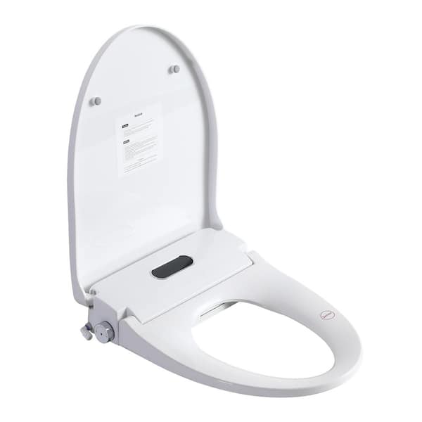 Smart Round Bidet Seat for Elongated Toilets 1.1 GPF in White w/ Water Temp/Pressure Control and Night Light, Only Seat