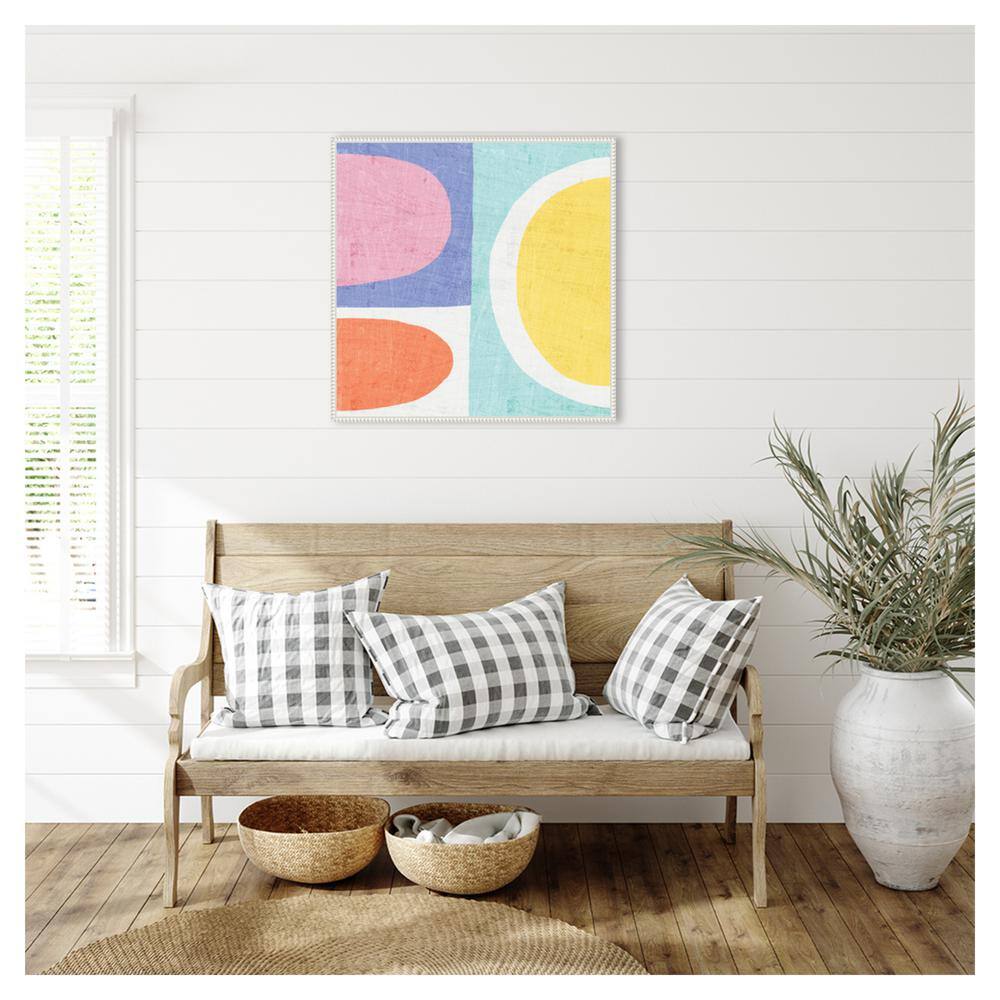 Pastel II Abstract Canvas Art with White Floater Frame