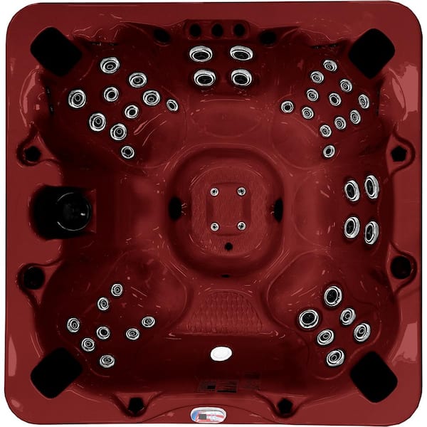 American Spas 7-Person 56-Jet 240-Volt Premium Acrylic Bench Spa Standard Hot Tub with Bluetooth Sound System and LED Waterfall