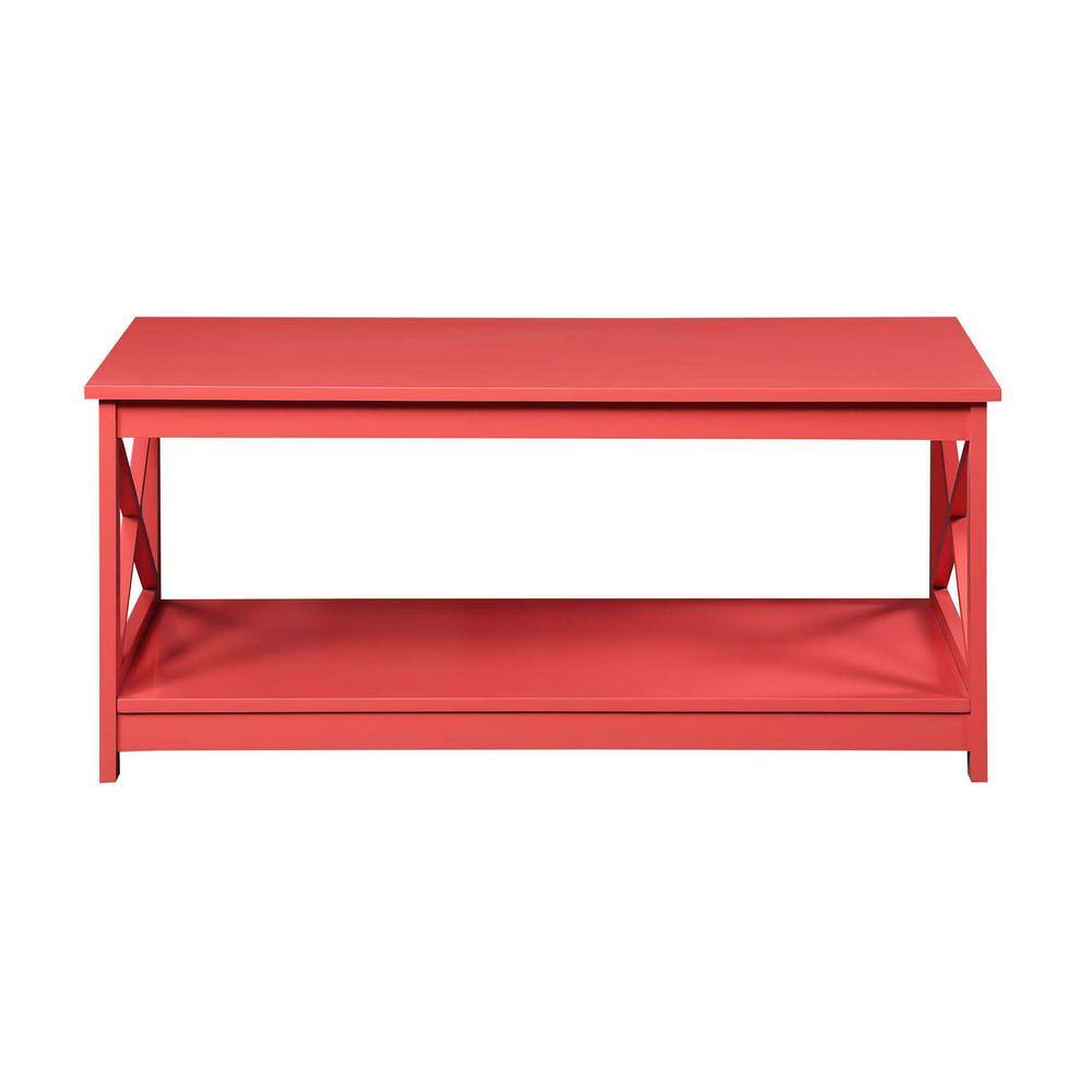 Coral Coastal Chic 40" Wood Coffee Table with Shelf