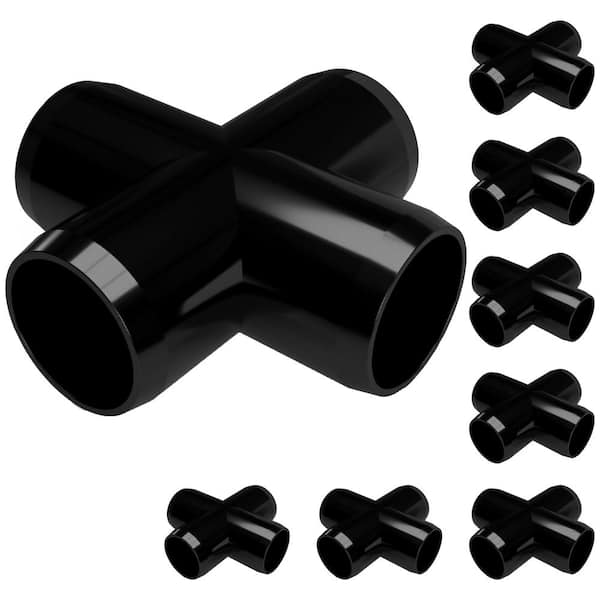 Formufit 3/4 in. Furniture Grade PVC Cross in Black (8-Pack)