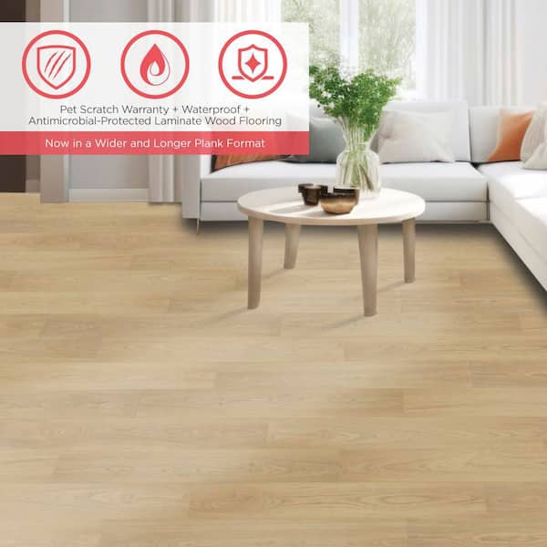 Outlast+ XL Desert Market Hickory 12mm T x 8.35in. W x 54.33in. L Waterproof Laminate Wood Flooring (22.04 sq ft/Case)