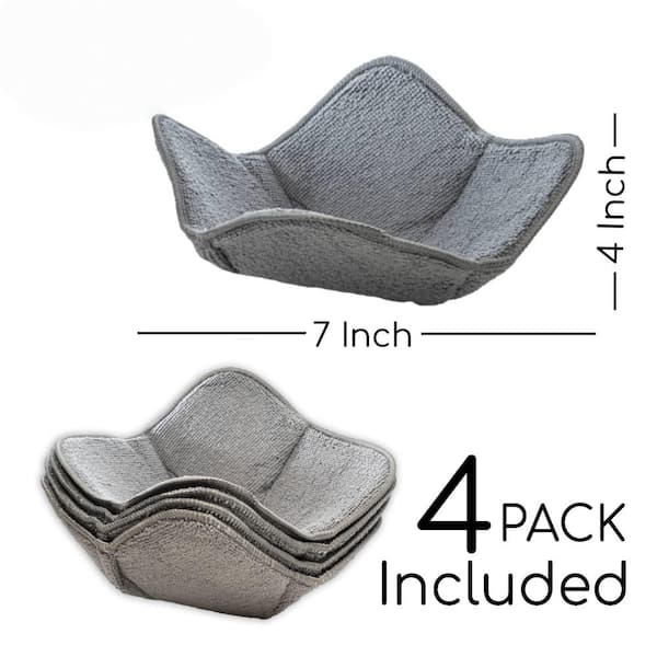 7 in. Microwave Bowl Cozy Holders for Hot Food Bouillon Cups Multipurpose Heat Proof Plate Holder, Gray (4-Pack)