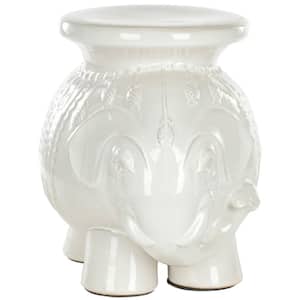 Elephant Antique White Ceramic Garden Stool