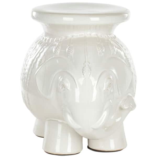 SAFAVIEH Elephant Antique White Ceramic Garden Stool