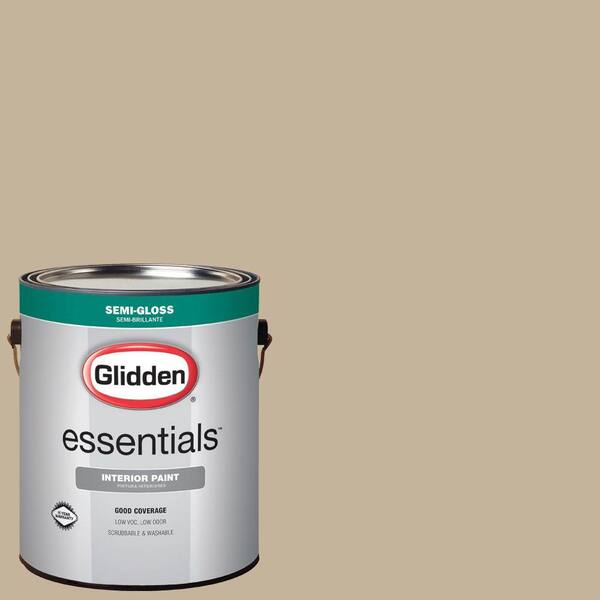 Glidden Essentials 1 gal. #HDGWN40 Jefferson House Tan Semi-Gloss Interior Paint