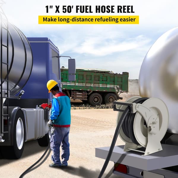 1 × 50FT Diesel Hose Reel Fuel Hose Reel with Fueling Nozzle