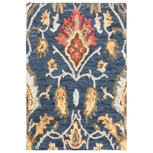 Blossom Navy/Multi Doormat 2 ft. x 4 ft. Geometric Floral Area Rug