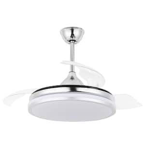 42 in. LED Indoor Chrome Retractable Ceiling Fan with LED Light Kit and Remote Control, DC Motor