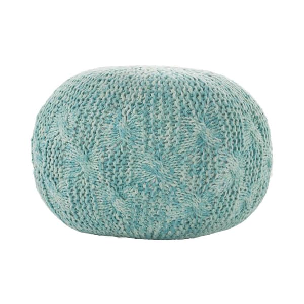 Noble House Deon Aqua Round Pouf