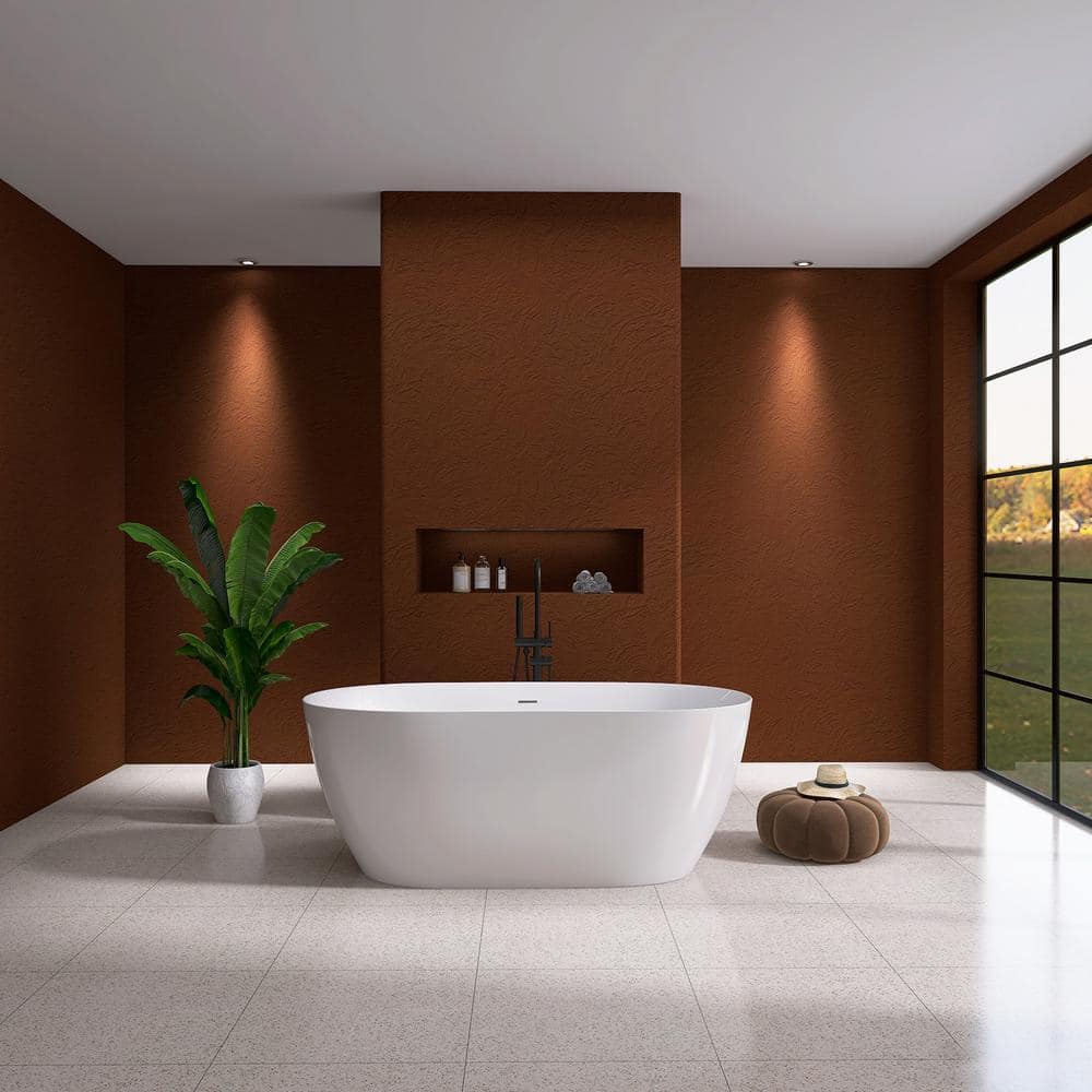 Moray 59 in. x 29 in. Acrylic Flatbottom Freestanding Soaking Non-Whirlpool Bathtub with Pop-up Drain in Glossy White price history on PriceWatchPro