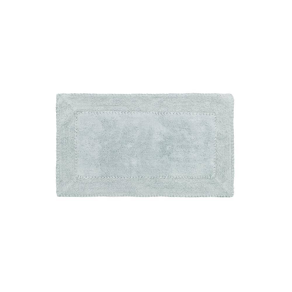 Laura Ashley 20 in. x 34 in. Aqua Cotton Ruffle Bath Rug LAYMB006463