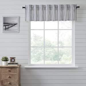 Sawyer Mill Ticking Stripe 72 in. L x 16 in. W Cotton Valance in Country Black Soft White