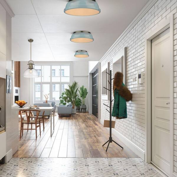 Golden Lighting - Duncan AB 2-Light Aged Brass Flush Mount Light