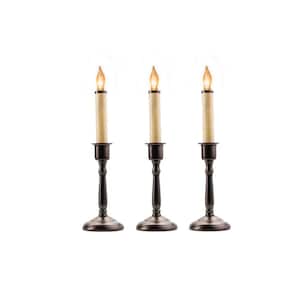 12 in. Electric Christmas Window Candles with Bronze Base (Set of 3)