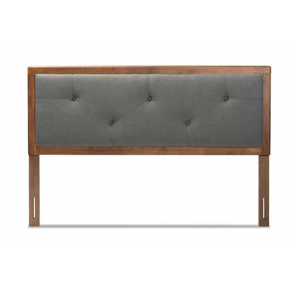 Baxton Studio Abner Dark Grey and Walnut Brown King Headboard
