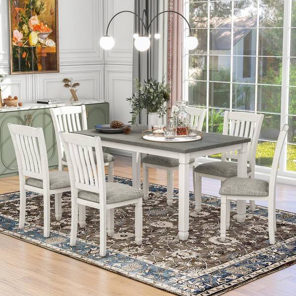 Harper & Bright Designs 7-Piece Neoclassical Style Rectangle Gray and ...