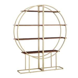76 in. Natural Gold Metal 8-Shelf Full Moon Accent Bookcase