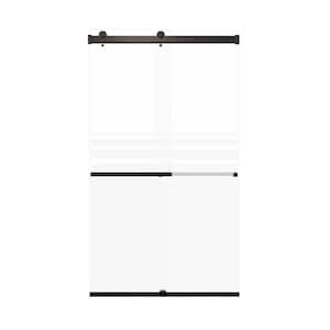 Brianna 48 in. W x 80 in. H Sliding Frameless Shower Door in Matte Black with Frosted Glass
