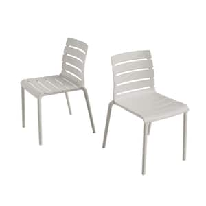 Rylan Stackable Plastic Chair for Indoors or Outdoors in Cement Gray Set of 2