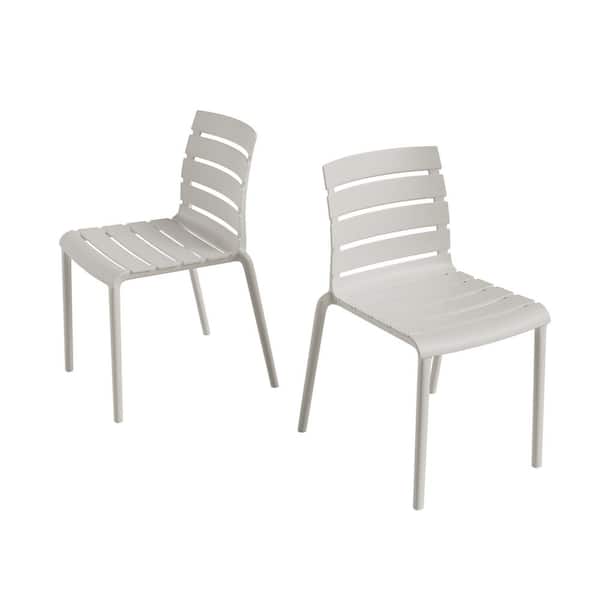 Jamesdar Rylan Stackable Plastic Chair for Indoors or Outdoors in Cement Gray Set of 2