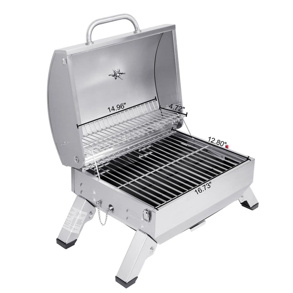 Stainless Steel Portable Propane Gas Grill with Folding Legs