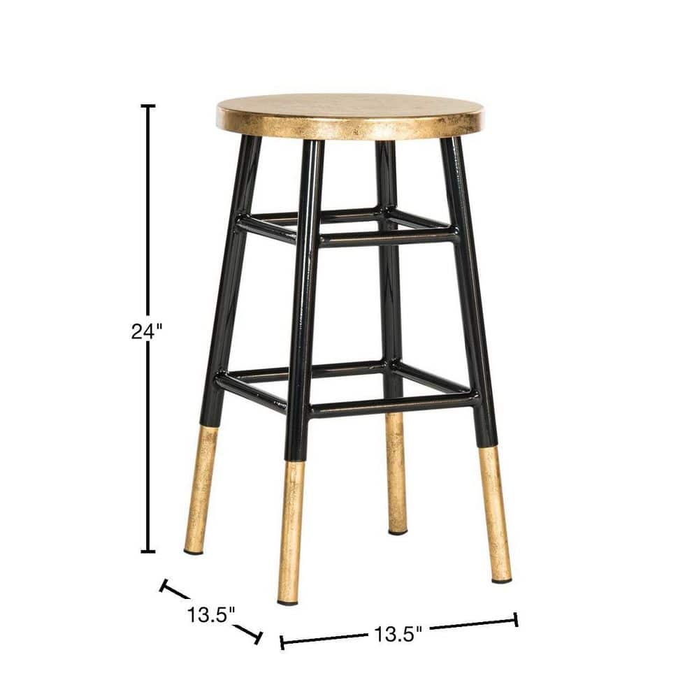 Black and Gold Metal Backless Counter Stool