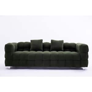 80 in. Wide Square Arm Fabric Modern Rectangle Sofa in Green