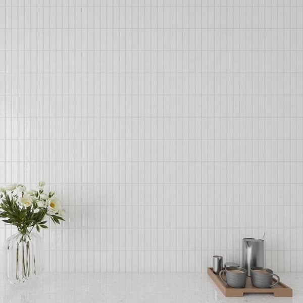 Giorbello Spanish Lineas Ceramic 8"x 8"x 8mm Wall Tile Case - White (25 PCS, 11 Sq. Ft.)