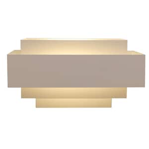 1-Light White Modern Iron Wall Sconce with Overlapping Rectangles Shade for Living Room Bedroom Bedsides Hallway