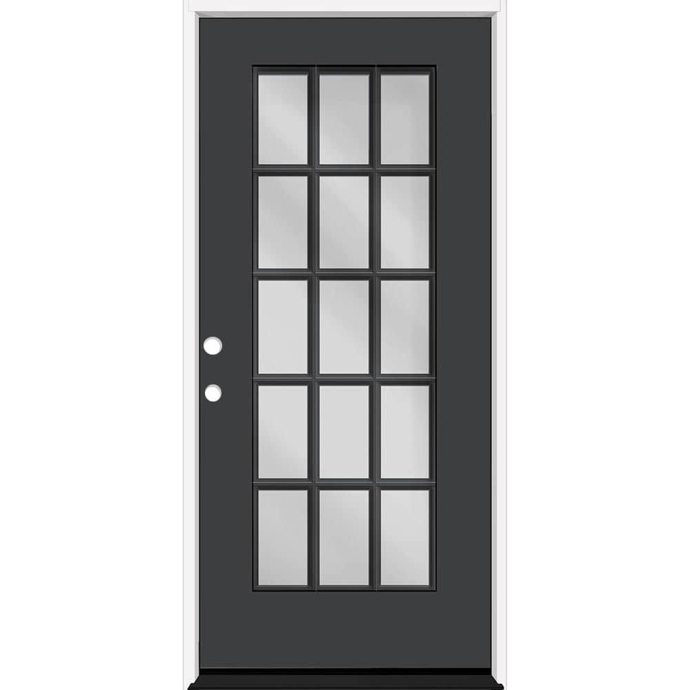 Reliant 36 in. x 80 in. FullLite 15L SDL Clear Glass RHIS Black Finish Fiberglass Prehung Front Door w/4-9/16 Jamb price history on PriceWatchPro