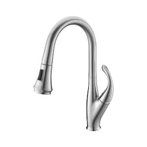 Garbatella Brass Single-Handle Kitchen Faucet with Pull Out Sprayer in Brushed Nickel