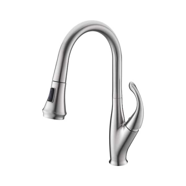 Lexora Garbatella Brass Single-Handle Pull-Down Spray Kitchen Faucet in Brushed Nickel