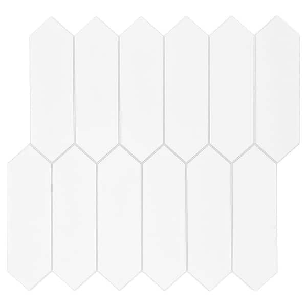 Unbranded White 12 in. x 11.22 in. Long Hexagon SPC Peel and Stick Backsplash Wall Tile (10-Pack)