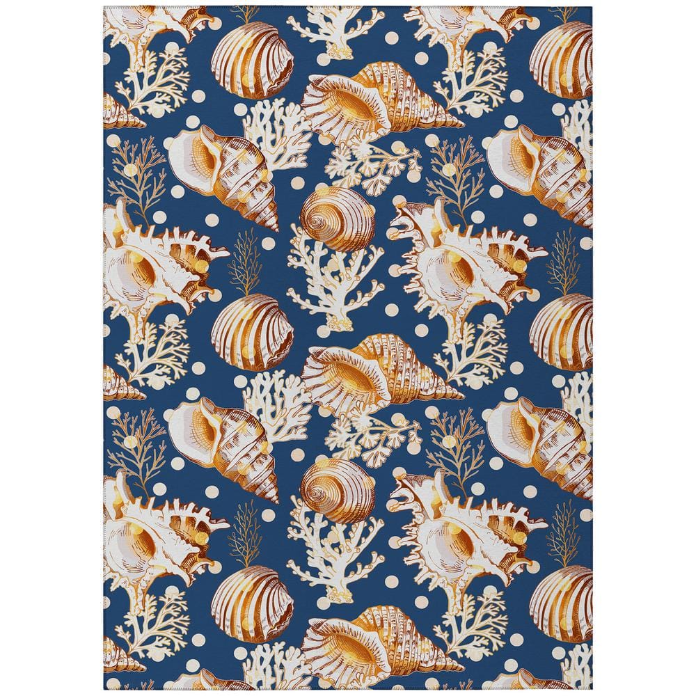 Surfside Blue 5 ft. x 7 ft. 6 in. Geometric Indoor/Outdoor Area Rug