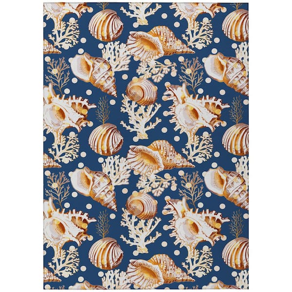Surfside Cobalt 8 ft. x 10 ft. Geometric Indoor/Outdoor Area Rug