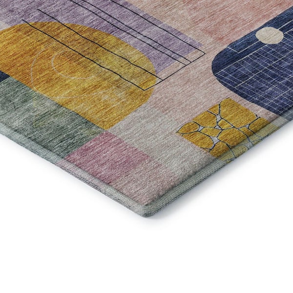 Mayfield Premium Machine Washable Abstract AMF1116 Plum 8 ft. x 10 ft. Area Rug