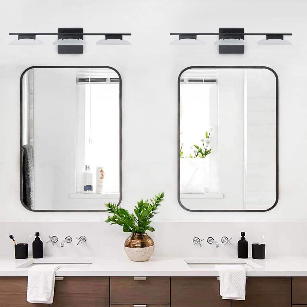 27.56 in. 3-Light Modern Black LED Vanity Light Over Mirror Wall Lighting Fixture price history on PriceWatchPro