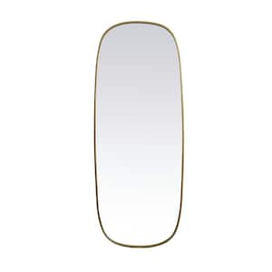 Timeless Home 24 in. W x 60 in. H x Modern Metal Framed Oval Brass Mirror