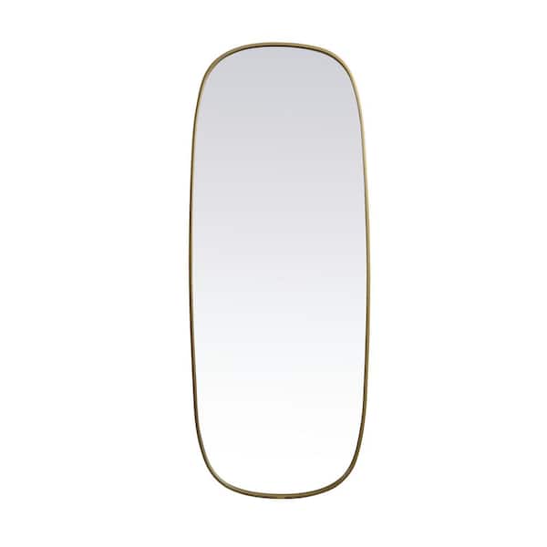 Unbranded Timeless Home 24 in. W x 60 in. H x Modern Metal Framed Oval Brass Mirror